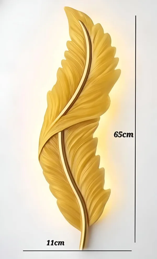 SWIATLO_Feather_Shape_LED_Wall_Lamp_Decorative_Metal_Wall_Light_|_3-Color_LED_Light_Golden_Feather_Design_|_Modern_Decorative_Wall_Sconce_for_Living_Room,_Bedroom,_Hallway_Golden_03