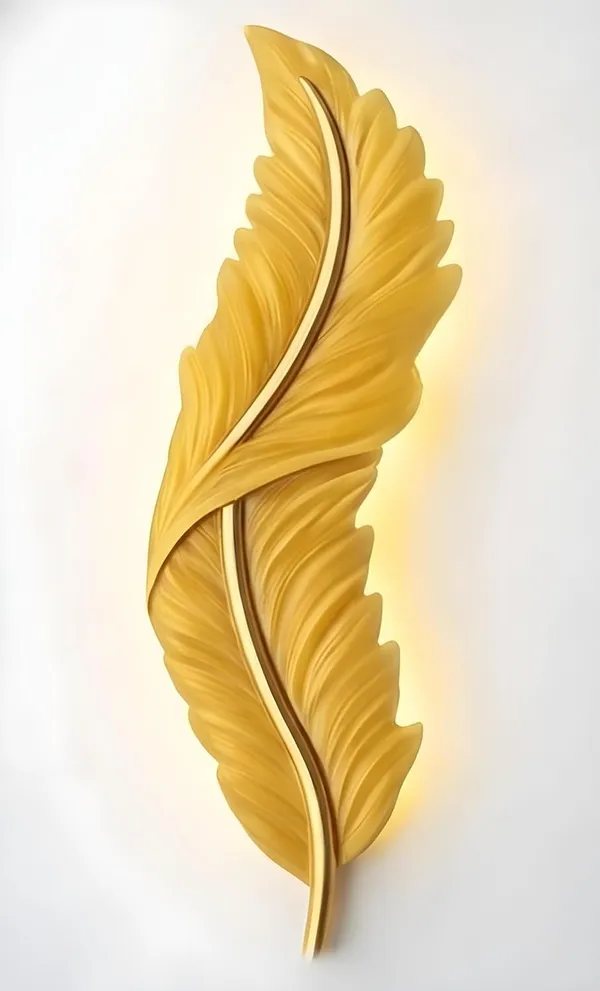 SWIATLO_Feather_Shape_LED_Wall_Lamp_Decorative_Metal_Wall_Light_|_3-Color_LED_Light_Golden_Feather_Design_|_Modern_Decorative_Wall_Sconce_for_Living_Room,_Bedroom,_Hallway_Golden_03