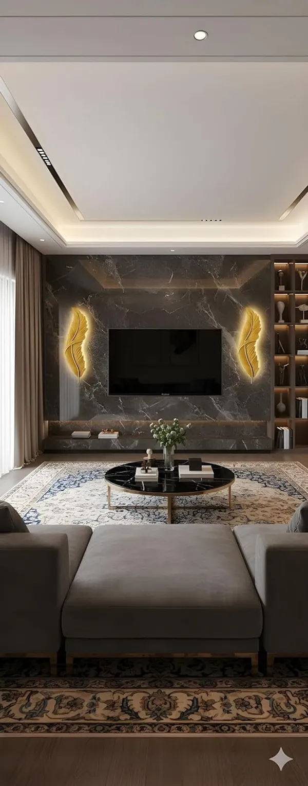 SWIATLO_Feather_Shape_LED_Wall_Lamp_Decorative_Metal_Wall_Light_|_3-Color_LED_Light_Golden_Feather_Design_|_Modern_Decorative_Wall_Sconce_for_Living_Room,_Bedroom,_Hallway_Golden_03