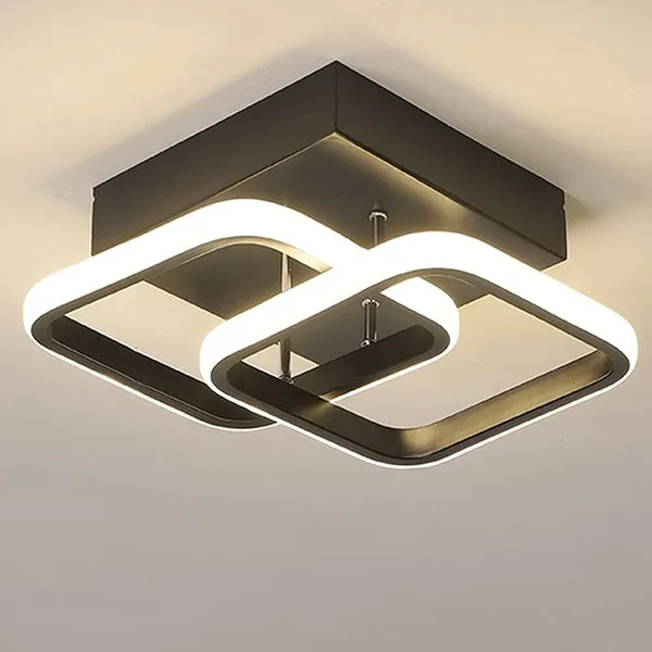 SWIATLO_Modern_LED_Ceiling_Light_Black_|_Geometric_Square_Flush_Mount_Lamp_|_Ceiling_Light_for_Living_Room,_Bedroom,_Office,_Cafe,_Restaurant_&_Drying_Room_-_Wall_Lamp