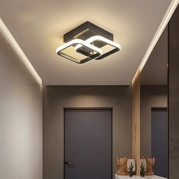 SWIATLO_Modern_LED_Ceiling_Light_Black_|_Geometric_Square_Flush_Mount_Lamp_|_Ceiling_Light_for_Living_Room,_Bedroom,_Office,_Cafe,_Restaurant_&_Drying_Room_-_Wall_Lamp