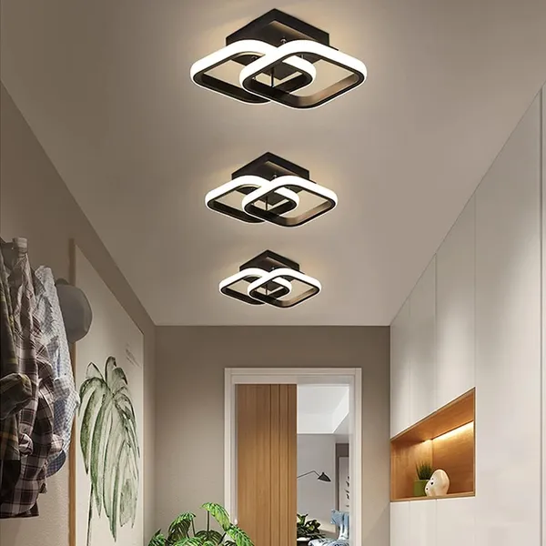SWIATLO_Modern_LED_Ceiling_Light_Black_|_Geometric_Square_Flush_Mount_Lamp_|_Ceiling_Light_for_Living_Room,_Bedroom,_Office,_Cafe,_Restaurant_&_Drying_Room_-_Wall_Lamp