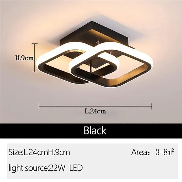 SWIATLO_Modern_LED_Ceiling_Light_Black_|_Geometric_Square_Flush_Mount_Lamp_|_Ceiling_Light_for_Living_Room,_Bedroom,_Office,_Cafe,_Restaurant_&_Drying_Room_-_Wall_Lamp