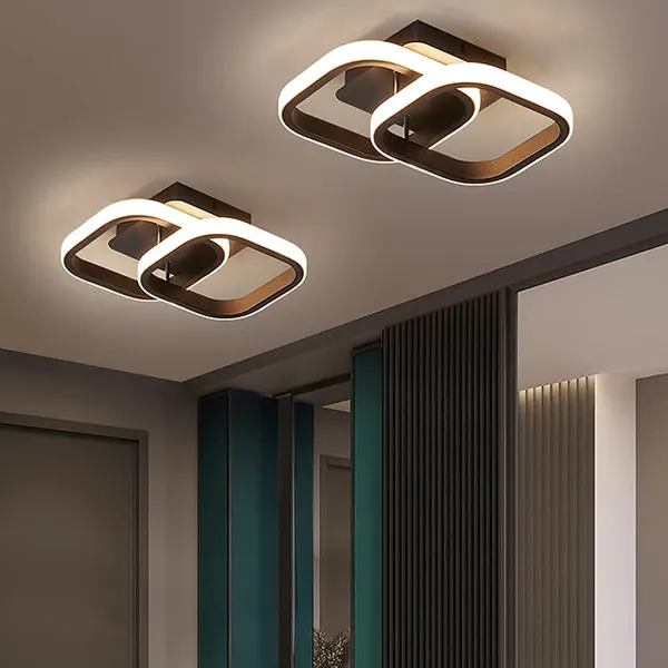 SWIATLO_Modern_LED_Ceiling_Light_Black_|_Geometric_Square_Flush_Mount_Lamp_|_Ceiling_Light_for_Living_Room,_Bedroom,_Office,_Cafe,_Restaurant_&_Drying_Room_-_Wall_Lamp