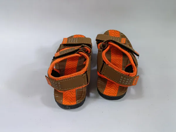 Brown_And_Orange_Synthetic_Velcro_Strap_Sandals_For_Kids