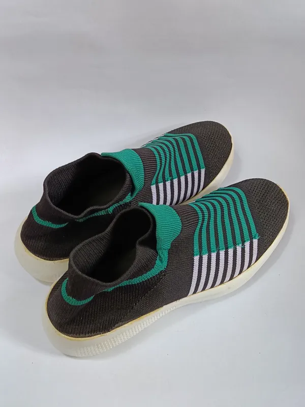 Grey_And_Green_Mesh_Knit_Slip-On_Casual_Shoes_For_Men