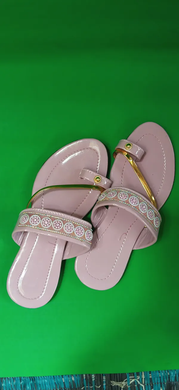 Pink_Synthetic_Leather_Embellished_Thong_Sandals_For_Women