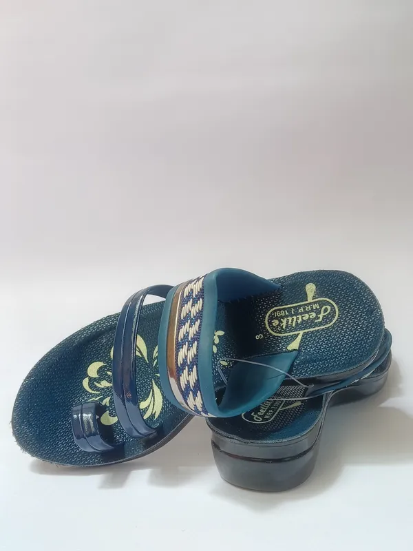 Blue_Synthetic_Leather_Floral_Print_Multi-Strap_Sandals_For_Kids