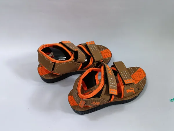 Brown_And_Orange_Synthetic_Velcro_Strap_Sandals_For_Kids