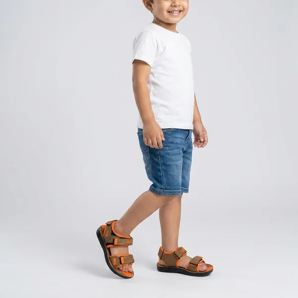 Brown_And_Orange_Synthetic_Velcro_Strap_Sandals_For_Kids