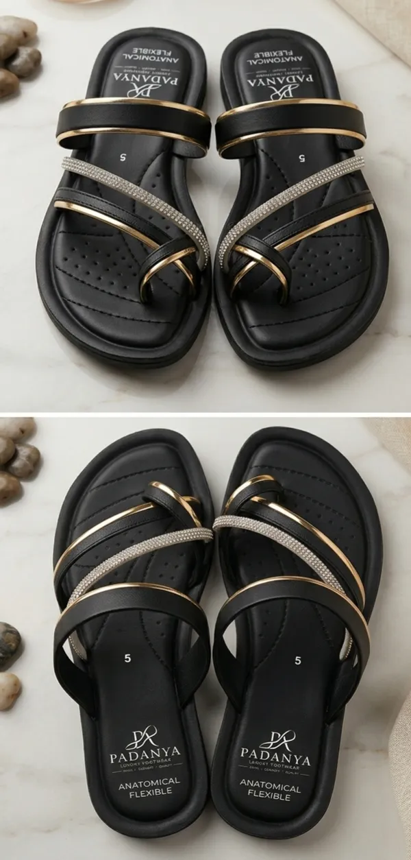 Refined_Black_Triple_Strap_Soft_Cushion_Trending_Flats_for_Women