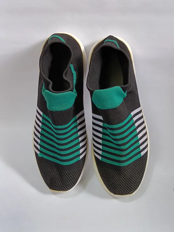 Grey_And_Green_Mesh_Knit_Slip-On_Casual_Shoes_For_Men