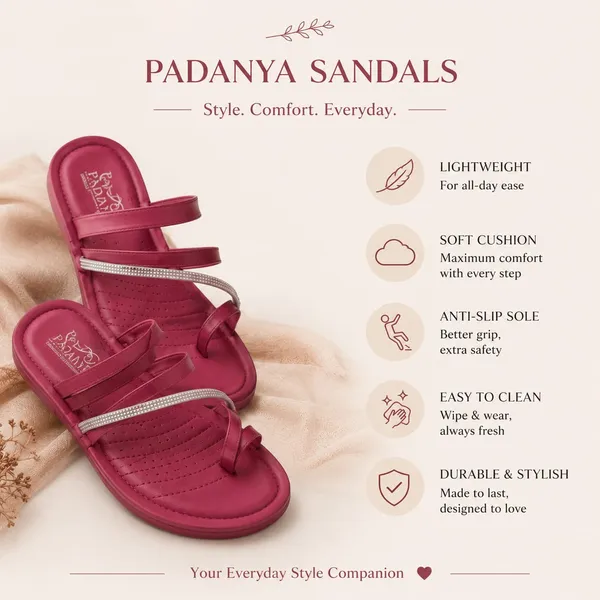 Women`s_stylish_comfort_flat_sandals_|_Soft_cushion_lightweight_daily_wear_slip-on_sandals_for_girls_&_women