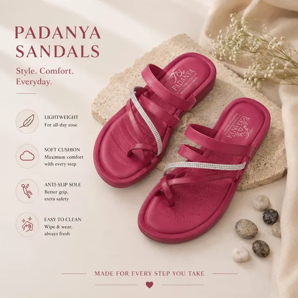Women`s_stylish_comfort_flat_sandals_|_Soft_cushion_lightweight_daily_wear_slip-on_sandals_for_girls_&_women
