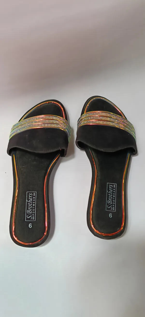 Black_Synthetic_Leather_Beaded_Strap_Sandals_For_Women