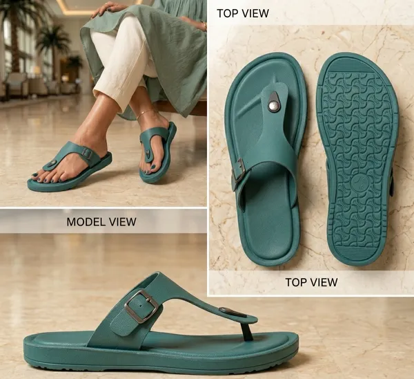 DeepTeal_Synthetic_Leather_Toe-Post_Sandals_For_Women
