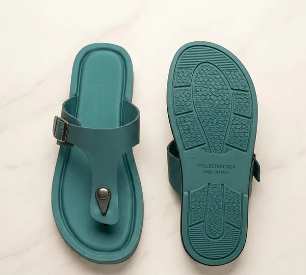 DeepTeal_Synthetic_Leather_Toe-Post_Sandals_For_Women