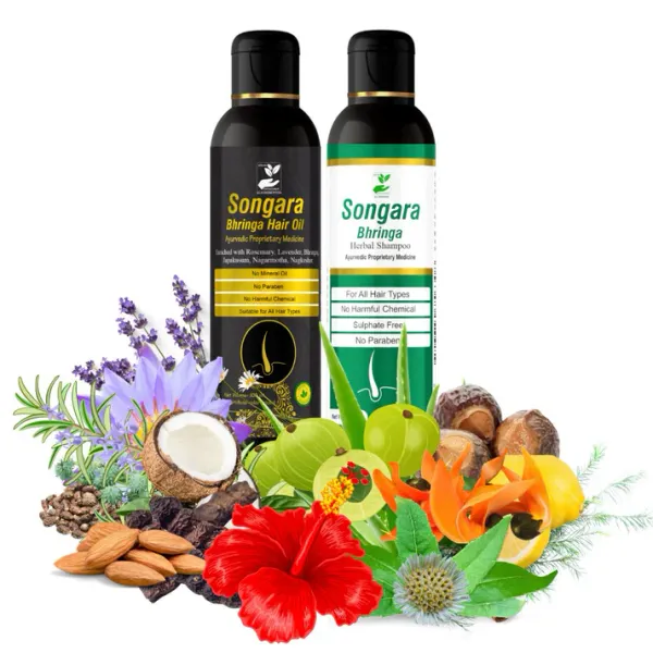 Songara_Bhringa_Hair_Oil_&_Shampoo_contains_Bhringraj,_Amla,_Rosemary,_Lavender,_Japakusum,_Tea_Tree_helps_Promote_Hair_Growth_(2_unit_of_100_ml_each)