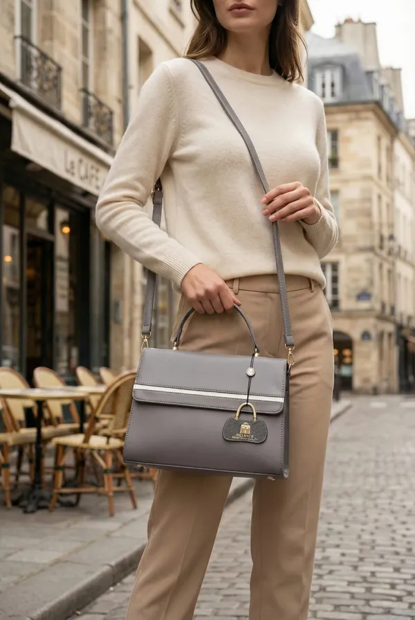 Grey_Premium_Pu_Leather_Hand_Bag_For_Women
