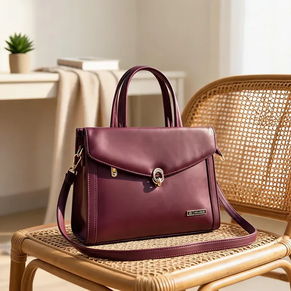 Burgundy_Premium_Pu_Leather_Hand_Bag_For_Women