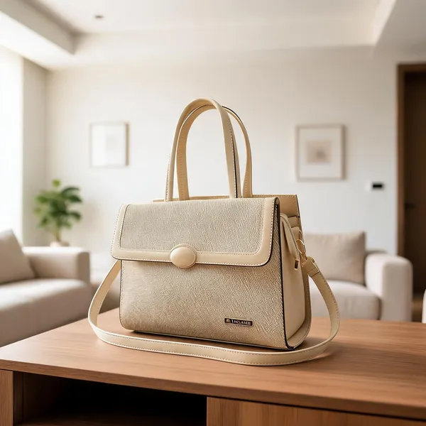 Cream_Premium_Pu_Leather_Hand_Bag_For_Women