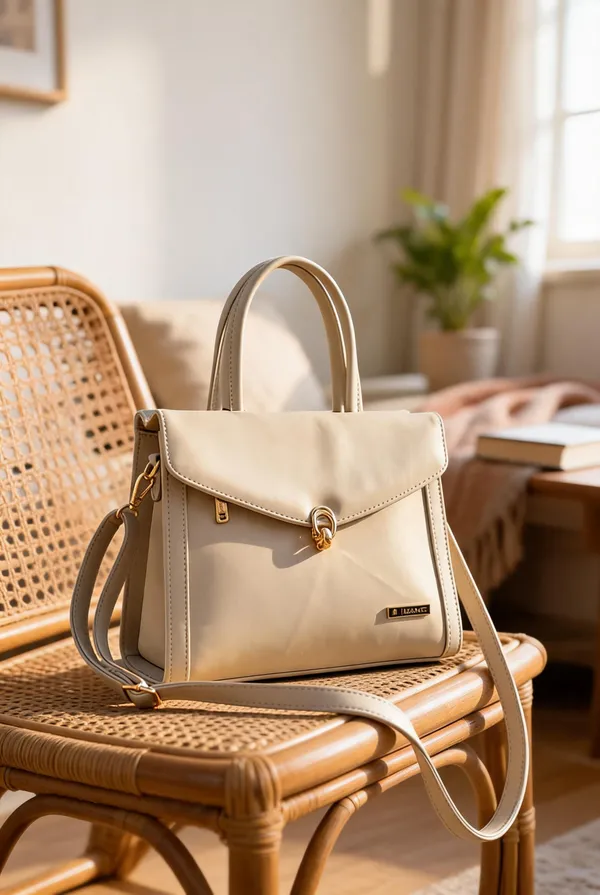 Cream_Premium_Pu_Leather_Hand_Bag_For_Women