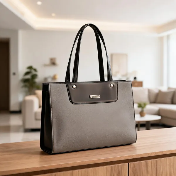 Grey_Premium_Pu_Leather_Hand_Bag_For_Women