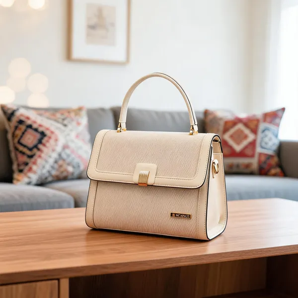 Beige_Premium_Pu_Leather_Hand_Bag_For_Women