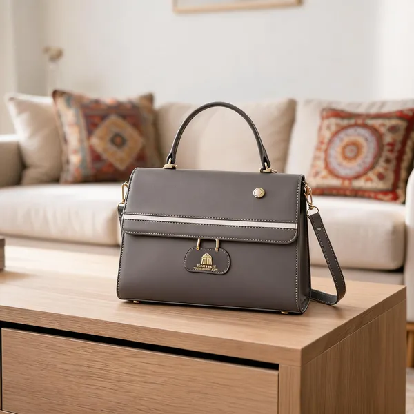 Grey_Premium_Pu_Leather_Hand_Bag_For_Women