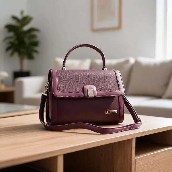 Burgundy_Premium_Pu_Leather_Hand_Bag_For_Women