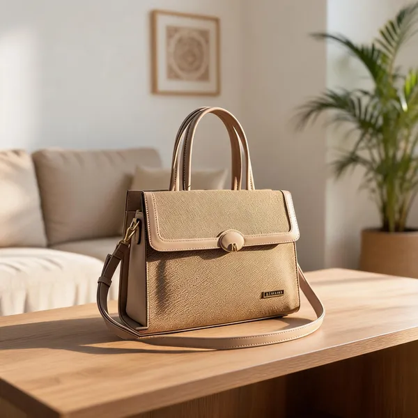 Beige_Premium_Pu_Leather_Hand_Bag_For_Women