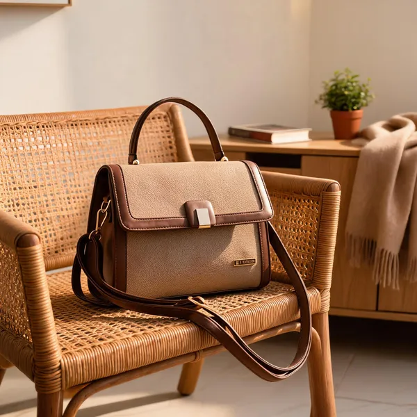 Beige_And_Brown_Premium_Pu_Leather_Hand_Bag_For_Women