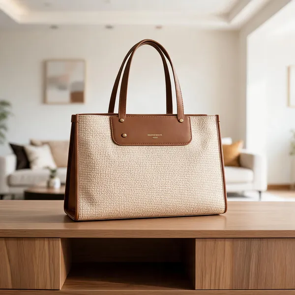 Beige_And_Brown_Premium_Pu_Leather_Hand_Bag_For_Women