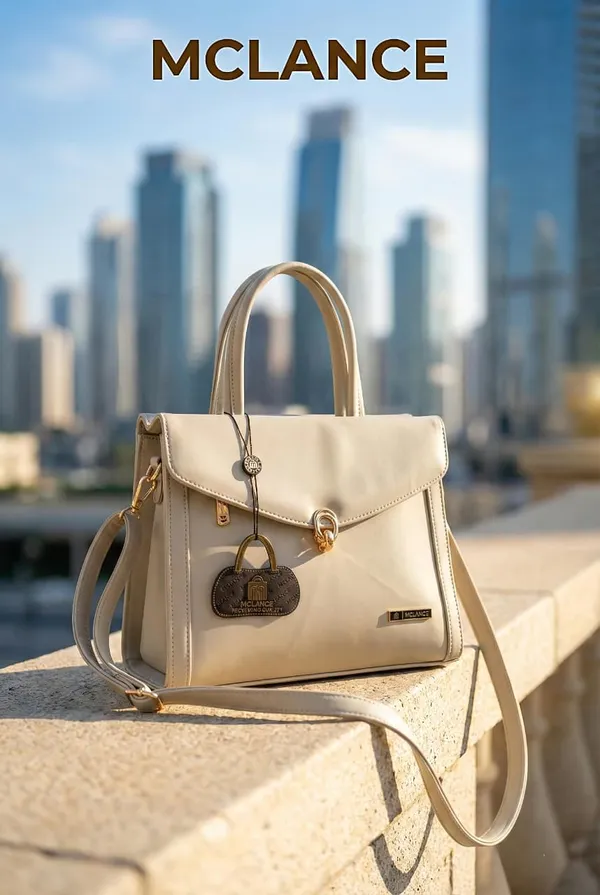 Cream_Premium_Pu_Leather_Hand_Bag_For_Women
