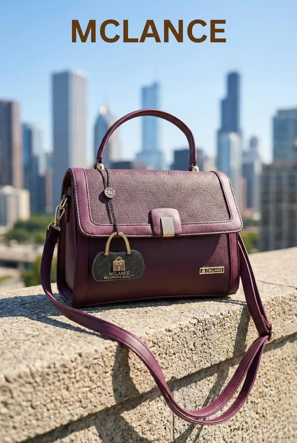 Burgundy_Premium_Pu_Leather_Hand_Bag_For_Women