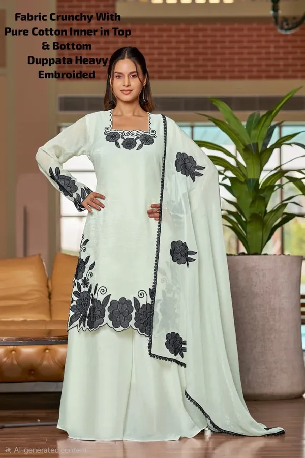 White_Georgette_Embroidered_Anarkali_Palazzo_Suit_For_Women
