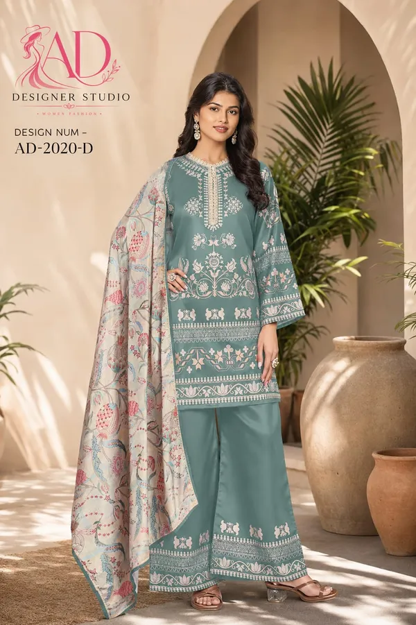 Teal_Lawn_Cotton_its_printed_with_lcae_work_Palazzo_Suit_Set_For_Women