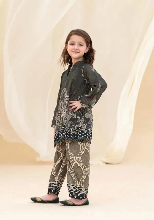 Dark_Grey__impoted_premium_Satin_printed_Straight_Kurta_Set_For_Girls