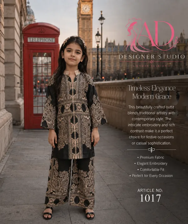 Black_impoted_premium_Satin_printed_Kurta_Palazzo_Set_For_Girls