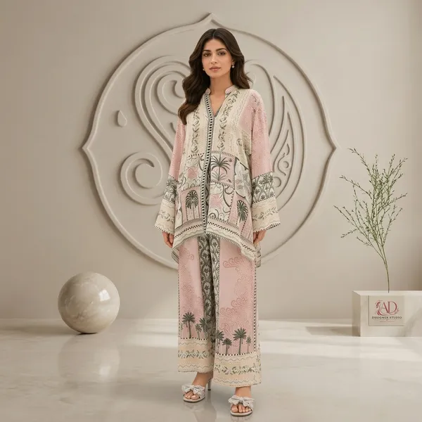 Light_Pink_impoted__Satin_printed__Straight_Kurta_Set_For_Women