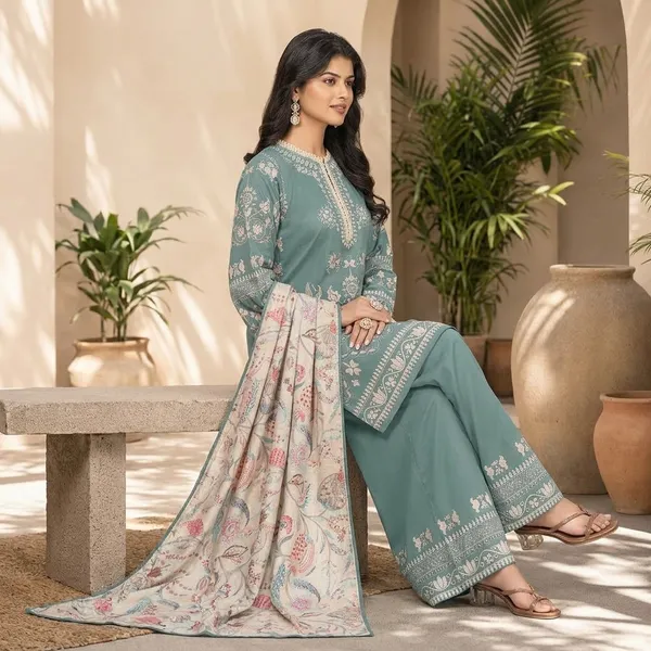 Teal_Lawn_Cotton_its_printed_with_lcae_work_Palazzo_Suit_Set_For_Women