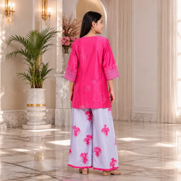 Pink_Satin_printed___Kurta_Palazzo_Set_For_Girls
