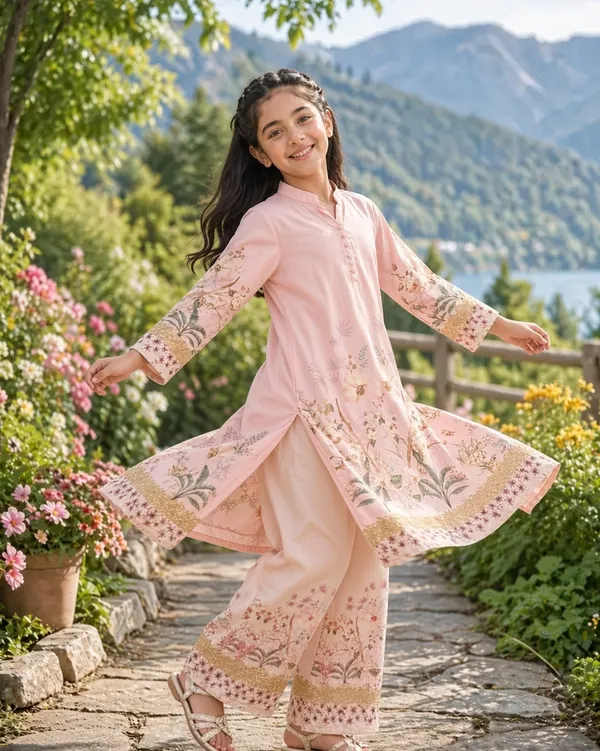 Pink_Satin_Kurta_Plazzo_Set_Premium_Quality_For_Girls