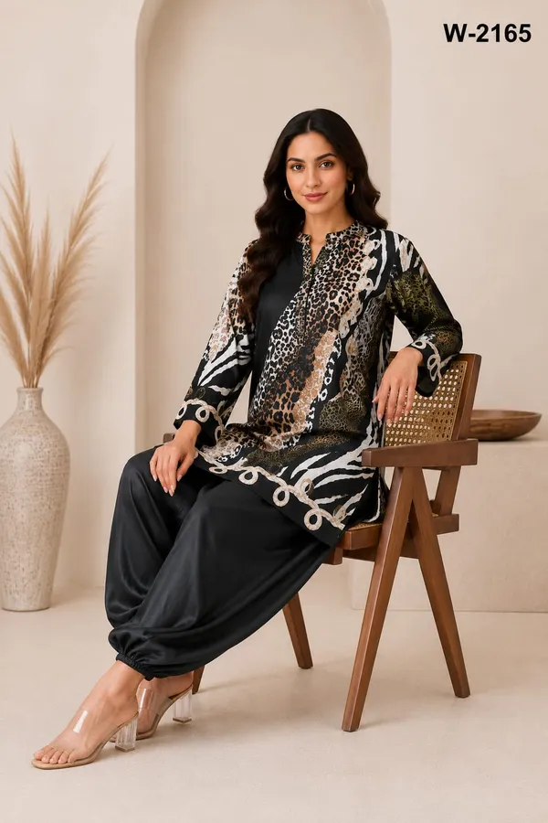 Make_a_statement_in_W-2165_�_a_striking_black_ensemble_featuring_bold_animal-print_detailing,_elegant_contrast_patterns,_and_statement_border_accents._Paired_with_relaxed_harem-style_bottoms_for_the_perfect_blend_of_comfort,_confidence_&_contemporary_glamour