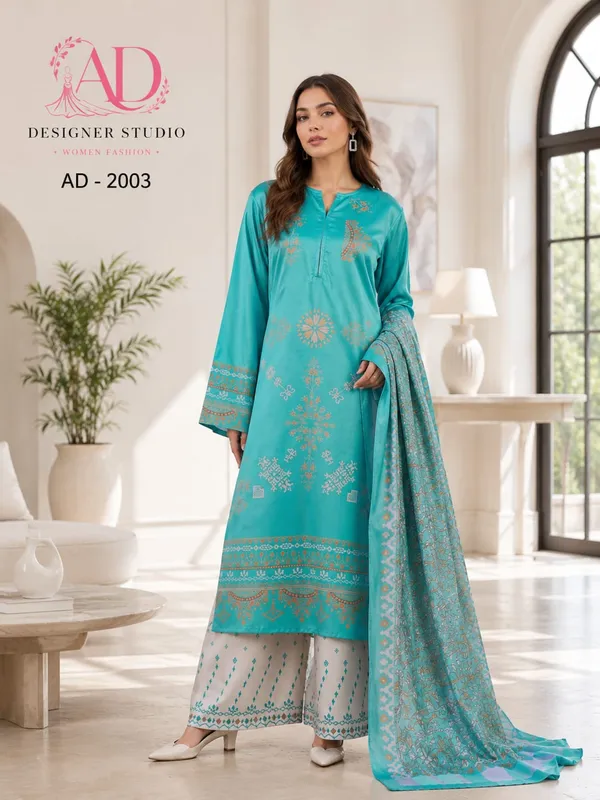 Aqua_Satin_Printed_Kurta_Palazzo_Dupatta_Set_For_Women