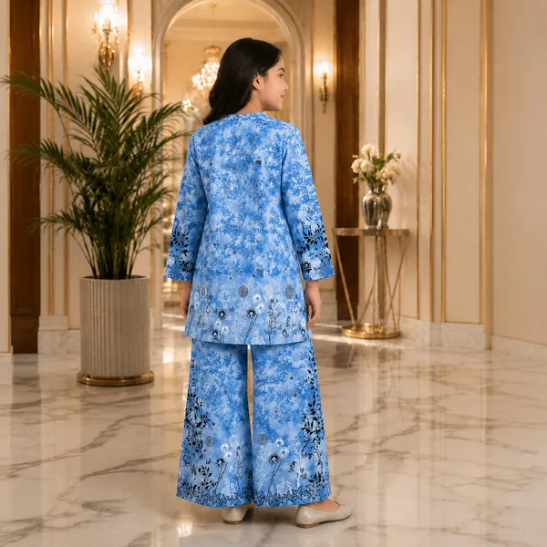 Blue_Rayon_Floral_Print_Kurta_Palazzo_Set_For_Girls