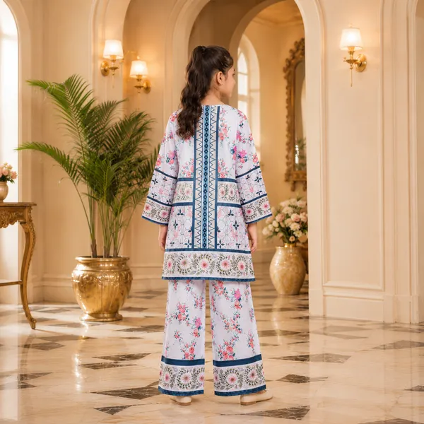 Peach_Rayon_Floral_Print_Straight_Kurta_Pajama_Set_For_Girls