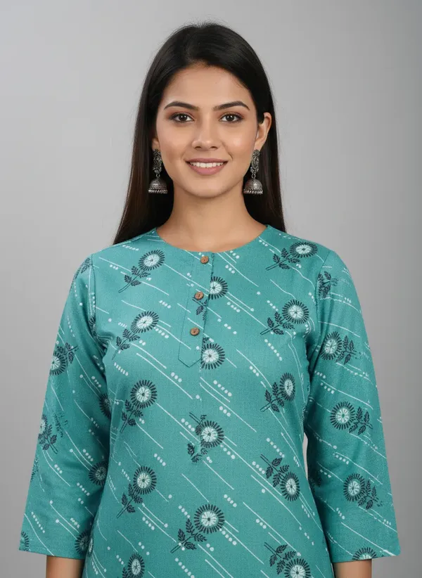 Teal_Green_Cotton_Straight_Printed_Kurta_For_Women