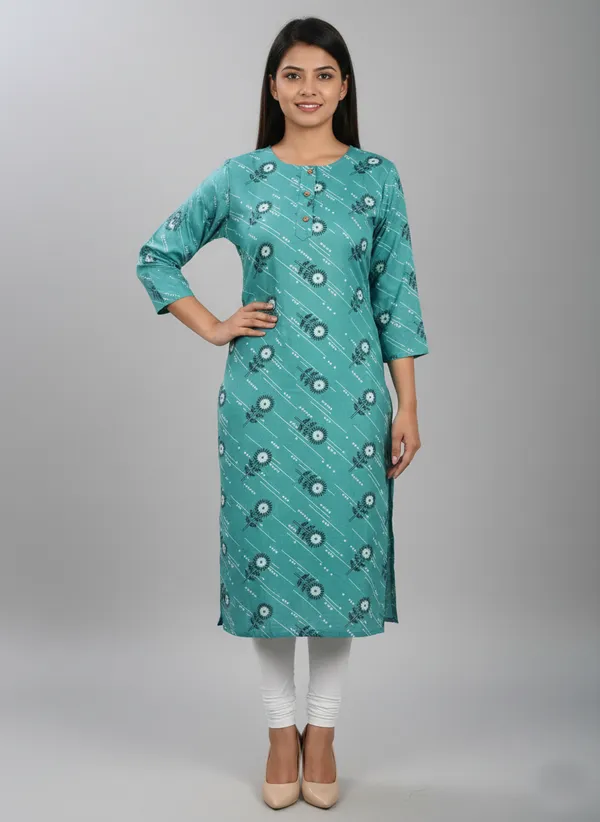 Teal_Green_Cotton_Straight_Printed_Kurta_For_Women