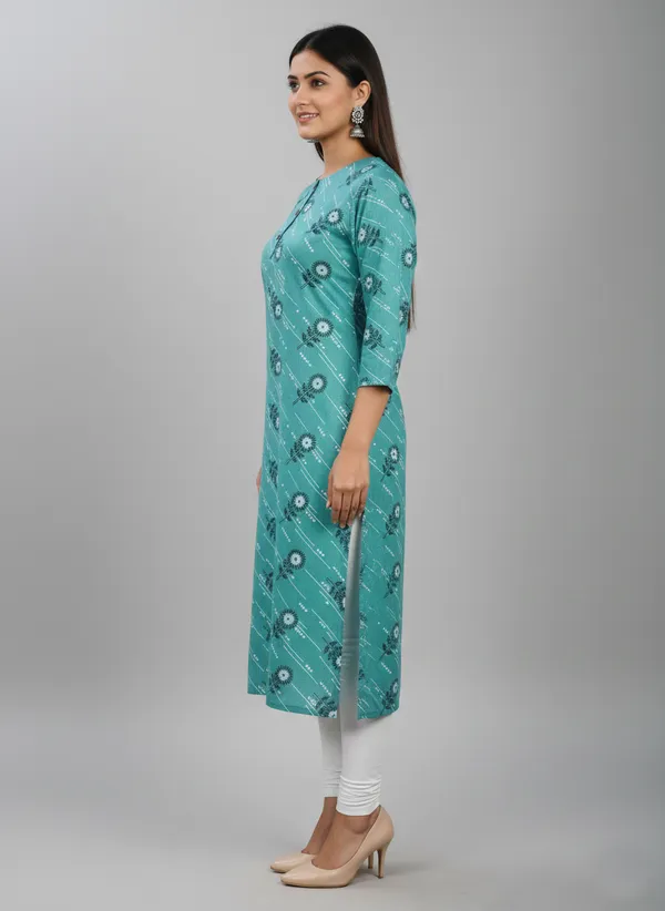 Teal_Green_Cotton_Straight_Printed_Kurta_For_Women